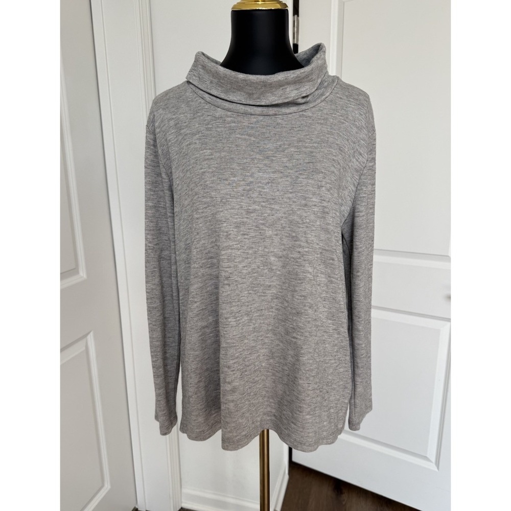 Talbots Gray Mock Neck Long Sleeve Pullover Sweater Womens Size Large